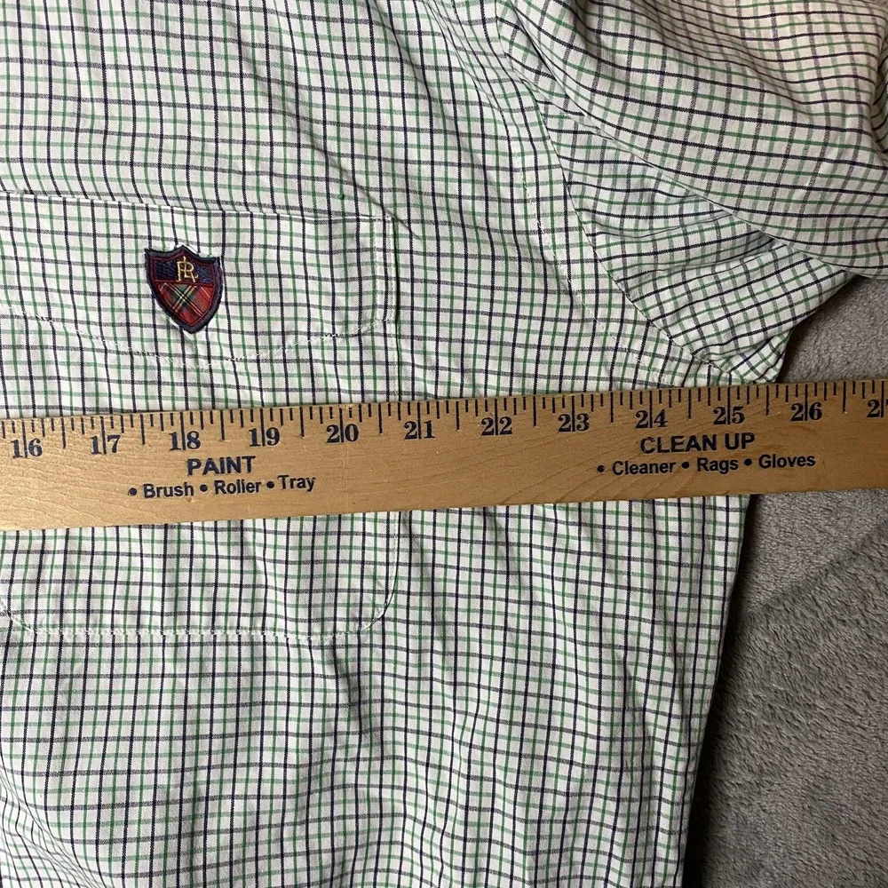 Ralph Lauren Golf Men's L Tilden Plaid Shirt Green 100% Cotton